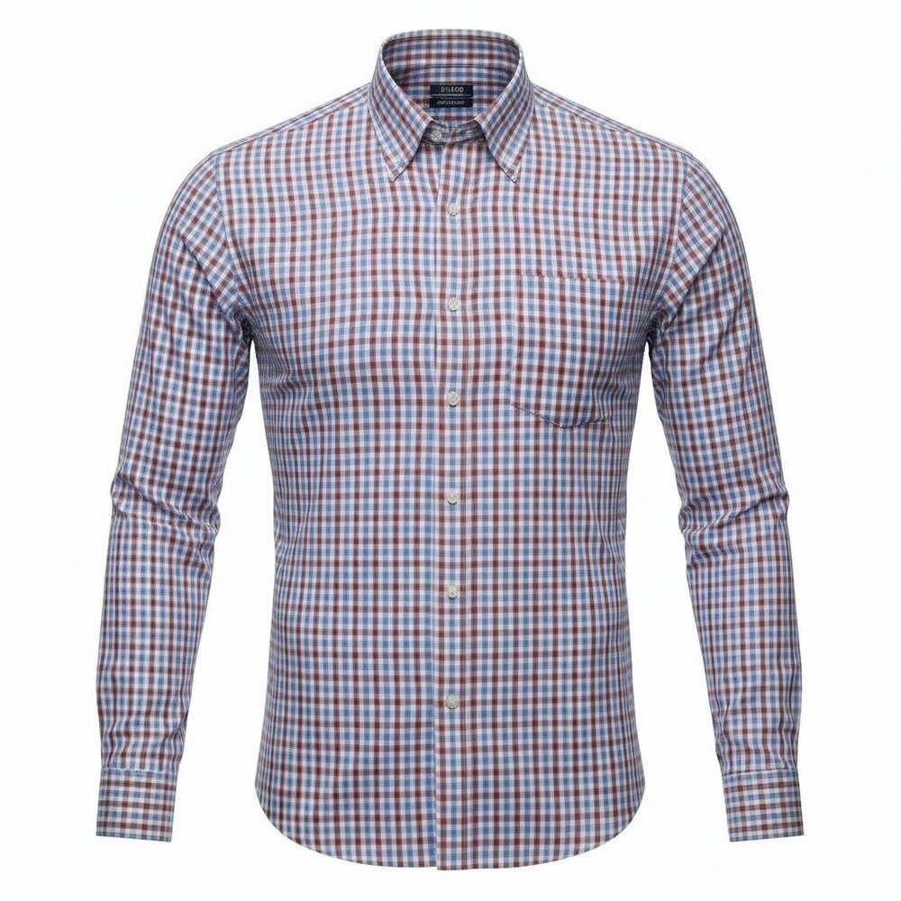 IZOD Mens Tall Fit Button Down Shirt 18 35/36 Red White Blue Plaid Stretch NEW